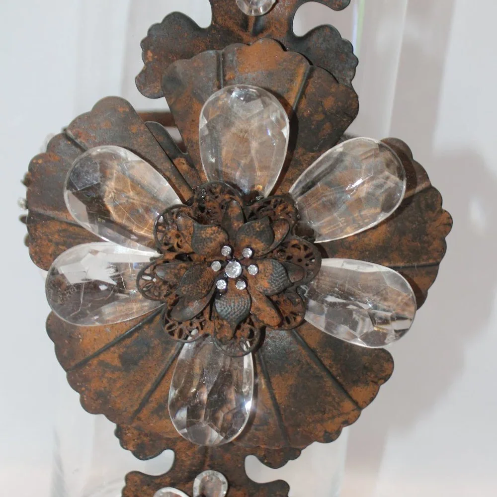 Feur de Lis Cooper and Plexiglass Floral Petal Large Vase